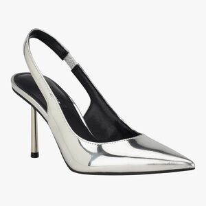 Elegant Nine West Silver Slingback Heels